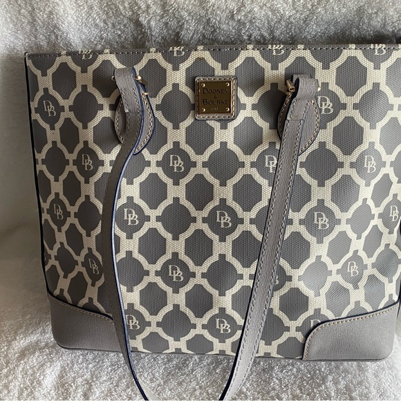 Dooney & Bourke Gray and Cream Patterned Tote - Picture 1 of 11